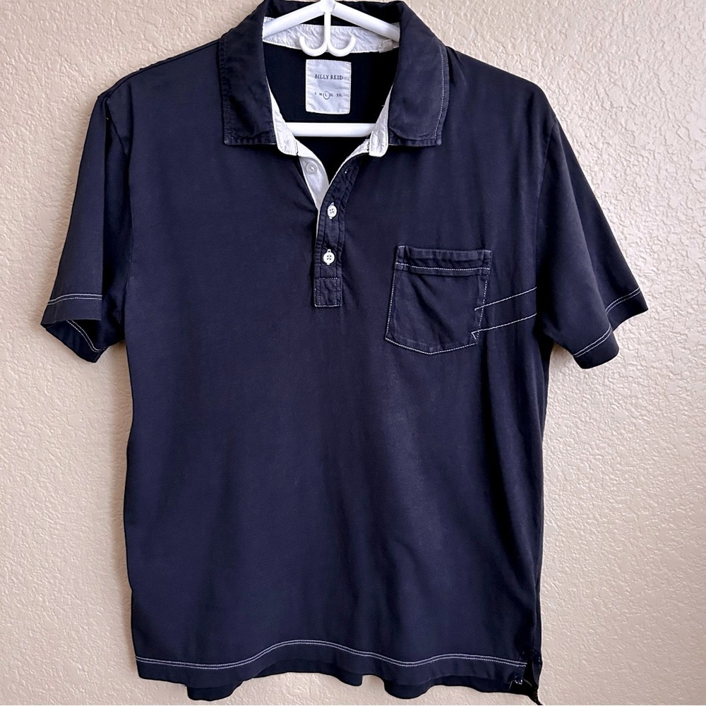 Billy Reid Short Sleeve Navy Polo Shirt